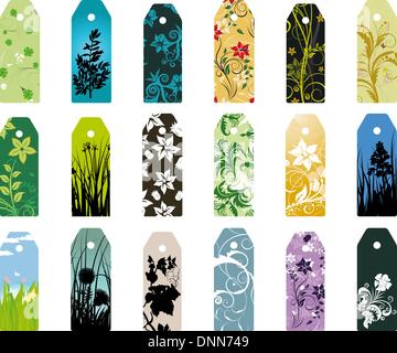 Set of  different vector floral  bookmarks for design use Stock Vector
