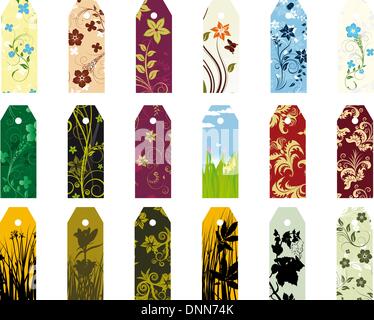 Set of  different vector floral  bookmarks for design use Stock Vector