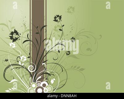 Decorative floral background in shades of green and brown Stock Vector