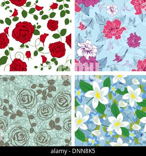 Seamless vector floral pattern. For easy making seamless pattern just drag all group into swatches bar, and use it for filling any contours. Stock Vector