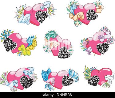 Set of stylized hearts Vector illustration Stock Vector Image & Art - Alamy