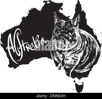 Wombat and Australia map Stock Vector Image & Art - Alamy