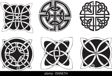 Six miscellaneous knot dingbat designs Vector vinyl-ready EPS Illustration, black and white sketches Stock Vector