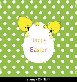 Easter colorful card with chickens Stock Vector