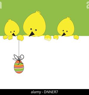Easter colorful card with chicken and egg Stock Vector