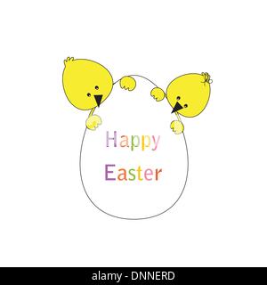 Easter colorful card with chickens and egg Stock Vector