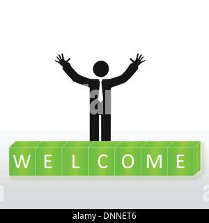 Person welcome new members group, abstract background Stock Vector