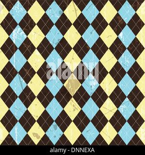 Seamless tiled background of a grunge argyle style pattern Stock Vector