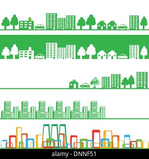 Five banners with eco town Stock Vector