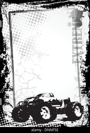 Grunge sport background with monster truck, abstract background Stock Vector