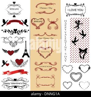 Cute and many elements you can use on Valentine's day Stock Vector