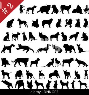 Set # 2 of different vector pets silhouettes for design use Stock Vector