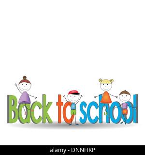 Happy and cute kids back to school Stock Vector