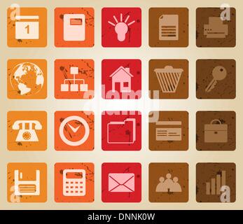 Business and office set of different vector web icons. Retro style. Stock Vector