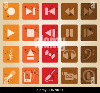 Vector collection of different music themes icons. Retro style. Stock Vector