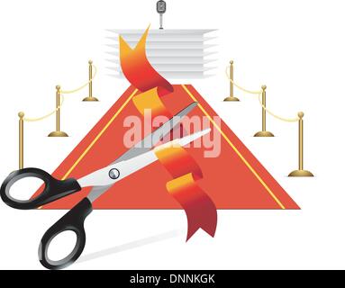 Red carpet to tribune on white background Stock Vector
