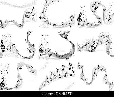 Nine vector musical notes staff backgrounds for design use Stock Vector