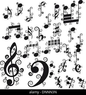 Full set of notes symbols on the white background Stock Vector
