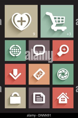 Vector Application Web Icons Set in Flat Design with Long Shadows Stock Vector