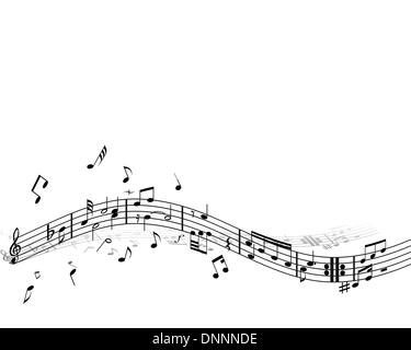 Music background with different notes on the white Stock Vector