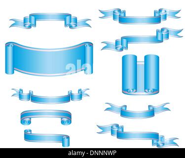 Collection of vector brightly ribbons in different shape Stock Vector