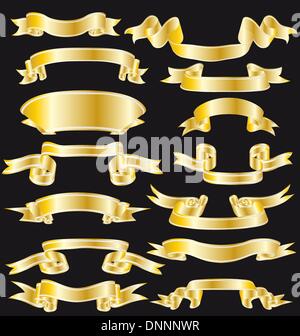 Collection of vector brightly ribbons in different shape Stock Vector