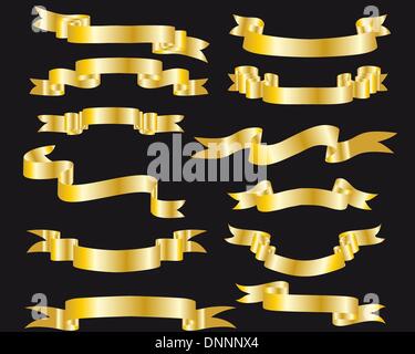 Collection of vector brightly ribbons in different shape Stock Vector