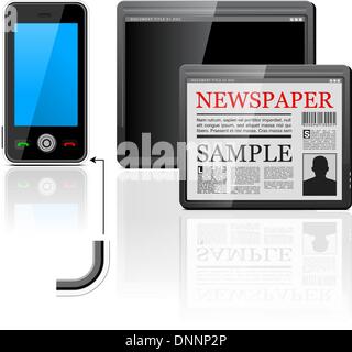 Vector mobile phone and tablet computer icons on white Stock Vector