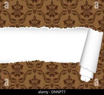 Damask seamless vector pattern with ripped copy-space for your text.  For easy making seamless pattern just drag ornate group into swatches bar, and use it for filling any contours. Stock Vector