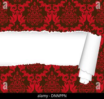 Damask seamless vector pattern with ripped copy-space for your text.  For easy making seamless pattern just drag ornate group into swatches bar, and use it for filling any contours. Stock Vector