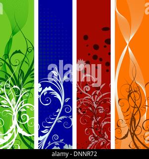 Set of different colors vector floral banners Stock Vector