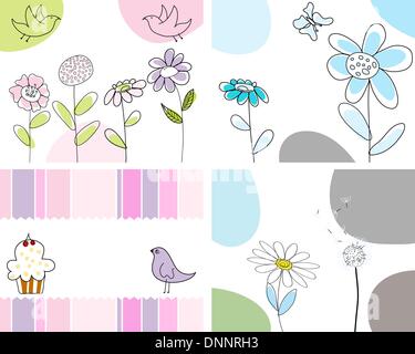 Set of four vector greeting cards for design use Stock Vector