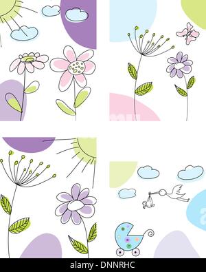 Set of four vector greeting cards for design use Stock Vector