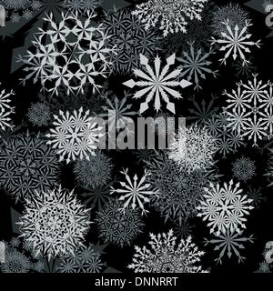 Seamless vector snowflakes background in different shapes Stock Vector