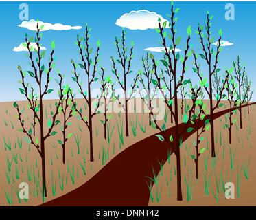 Spring background. Nature landscape after sleep. Stock Vector