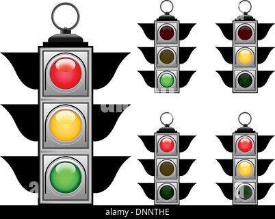 Ful signals set of vector traffic lights Stock Vector