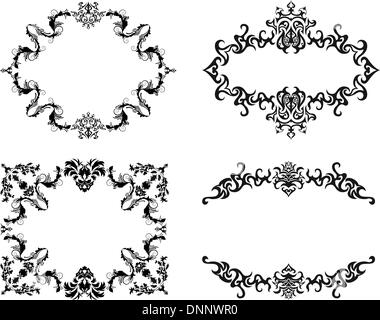 Abstract floral vector frame backgrounds set in Victorian style Stock Vector