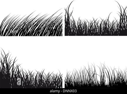 Set of four vector grass silhouettes backgrounds Stock Vector