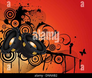Musical grunge background. Vector illustration. Stock Vector