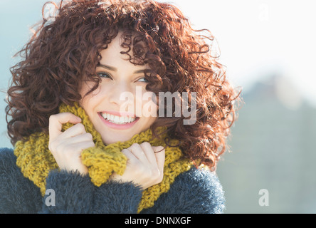 Beautiful brunette woman outdoors Stock Photo