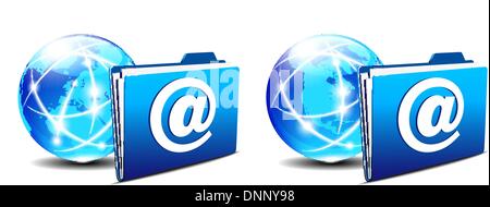 Network concept, Communication Internet Globe and folder Stock Vector
