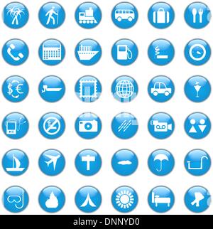 Collection of different icons for using in web design. Travel. Stock Vector