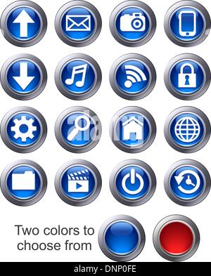 Website icons Set 2 - upload, download, restore, backup save computer files cloud search digital media Two colors to choose Stock Vector