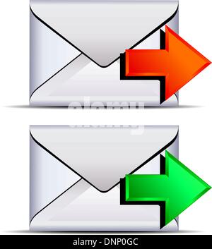 Contact email send icon - email sent with red and green arrows Stock Vector