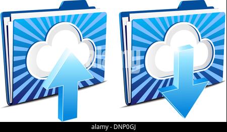 Upload and download folder icons from the virtual cloud Stock Vector
