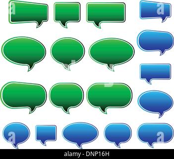 Stylish Green & Blue Speech Bubbles - Matt speech bubbles in green and blue all shape and sizes Stock Vector
