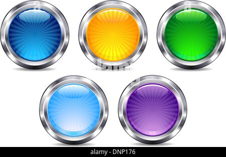 Internet button Icons for future technology - Five Colors Stock Vector