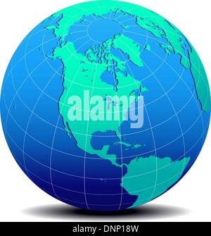 Vector Map Icon of the world in Globe form - North America Stock Vector