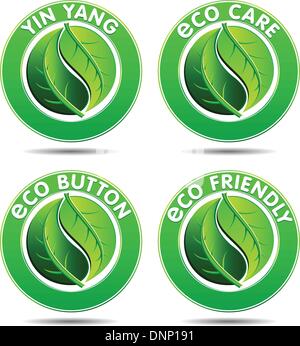 Green concept using Yin Yang in a leaf design - Balance Natural Product Sustainability Stock Vector