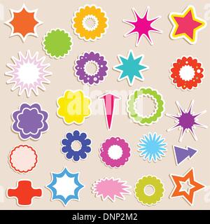 Collection of various shaped stickers Stock Vector